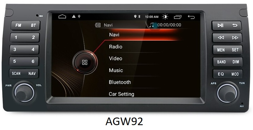 Autoradio AGW92 GPS WIFI Bluetooth USB SD 8 pouces pour BMW E39 série 5 et X5 E53 (processeur 2GHZ)