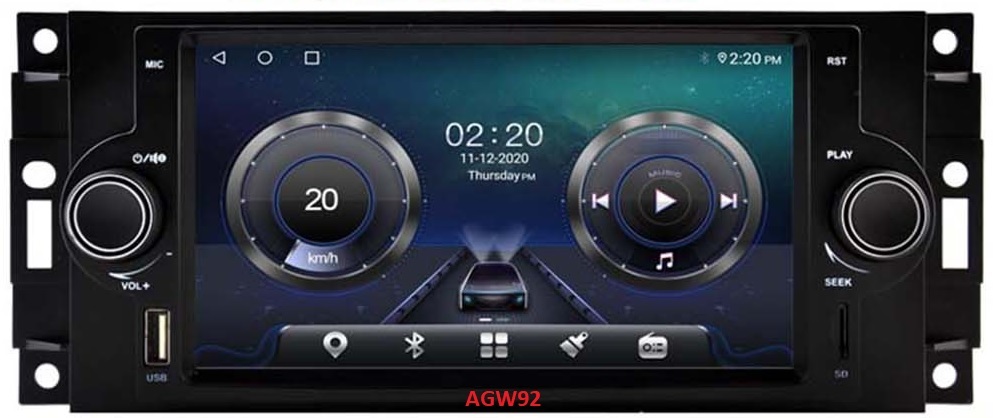 Autoradio AGW92 GPS WIFI Bluetooth USB SD pour CHRYSLER 300c Pt Cruiser et DODGE Ram Durango et JEEP Grand Cherokee Patriot (processeur 2GHZ)
