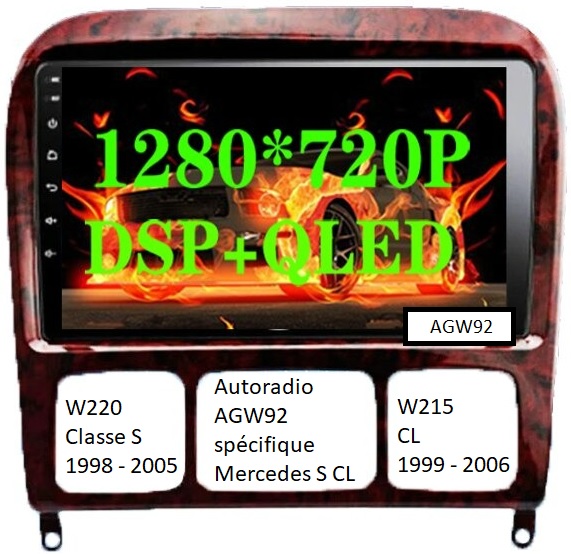 Autoradio AGW92 GPS Bluetooth USB SD pour MERCEDES classe S et CL (processeur 2GHZ)