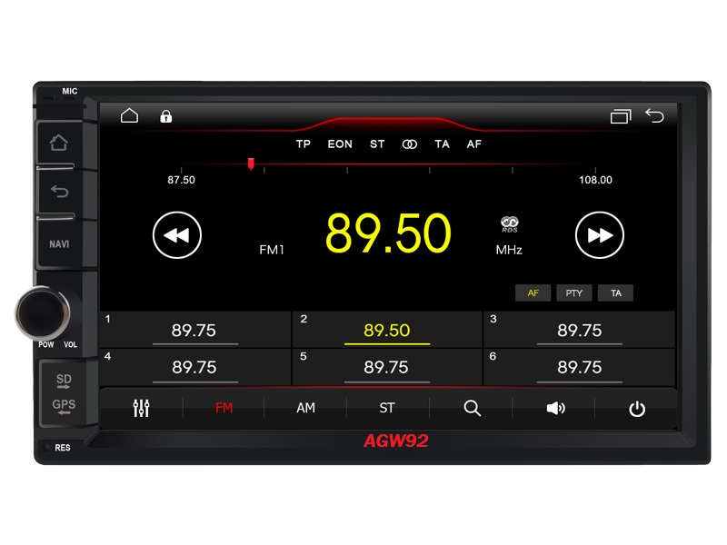 Autoradio AGW92 GPS WIFI Bluetooth USB SD 8 pouces 2DIN double emplacement universel (processeur 2GHZ)