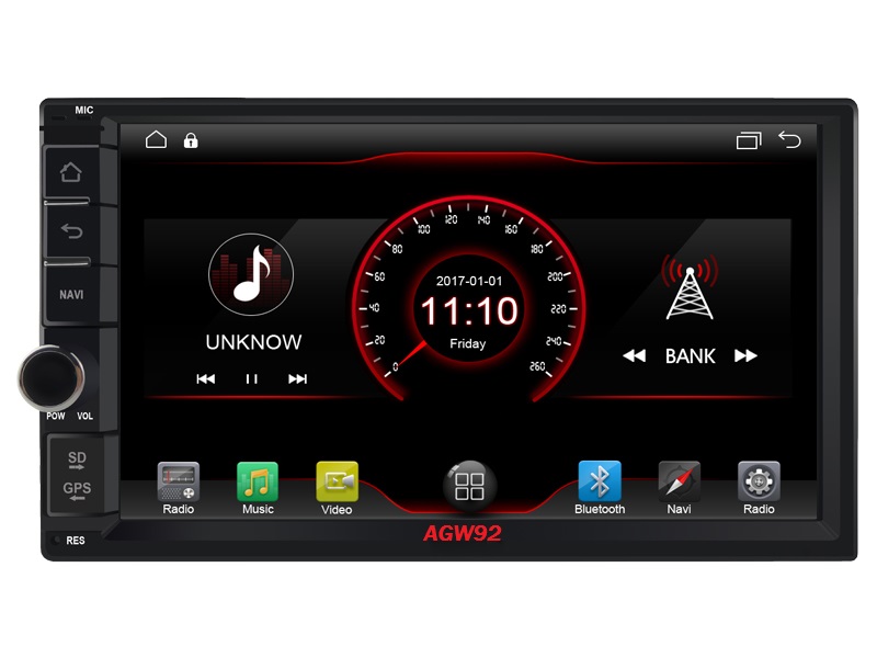 Autoradio AGW92 GPS WIFI Bluetooth USB SD 8 pouces 2DIN double emplacement universel (processeur 2GHZ)