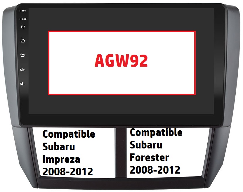 Autoradio AGW92 GPS WIFI Bluetooth USB SD 9 pouces pour SUBARU Impreza et Forester (processeur 2GHZ)