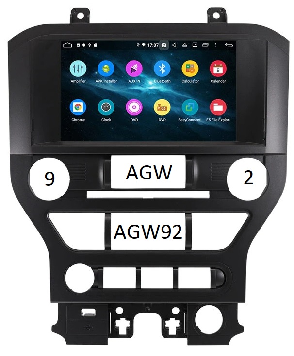 Autoradio AGW92 GPS WIFI Bluetooth USB SD 8 pouces pour FORD Mustang (processeur 2GHZ)