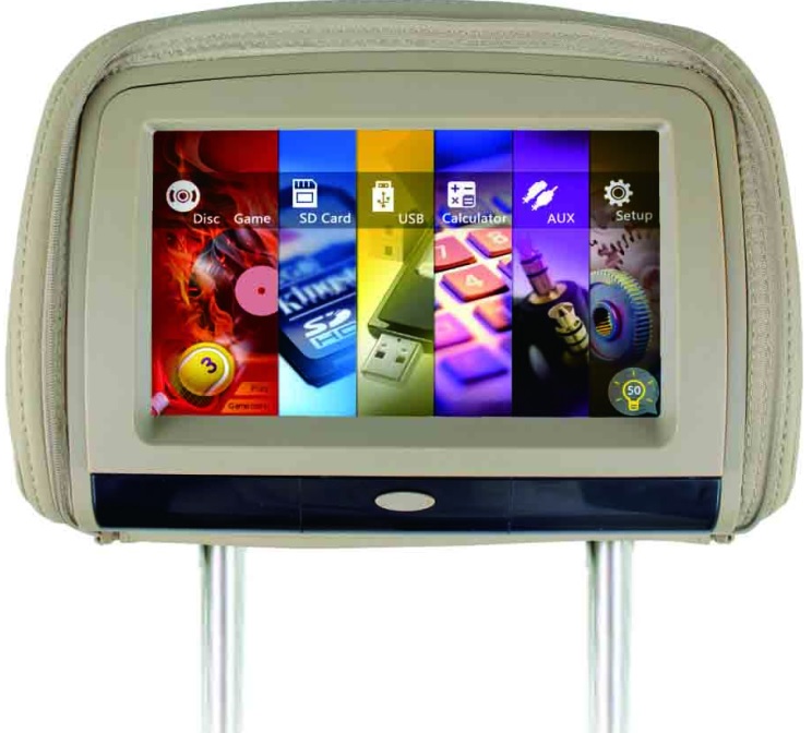 Lecteur AGW92 DVD Divx cran 9 pouces 23 cm avec appui tte BEIGE et connexion HDMI (avec ou sans zip)