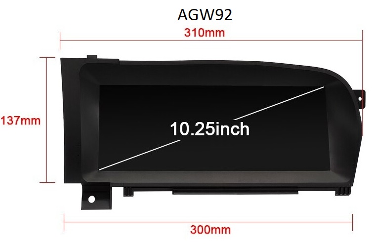 Autoradio AGW92 GPS Bluetooth 10 pouces USB SD pour MERCEDES classe E (processeur 2GHZ)