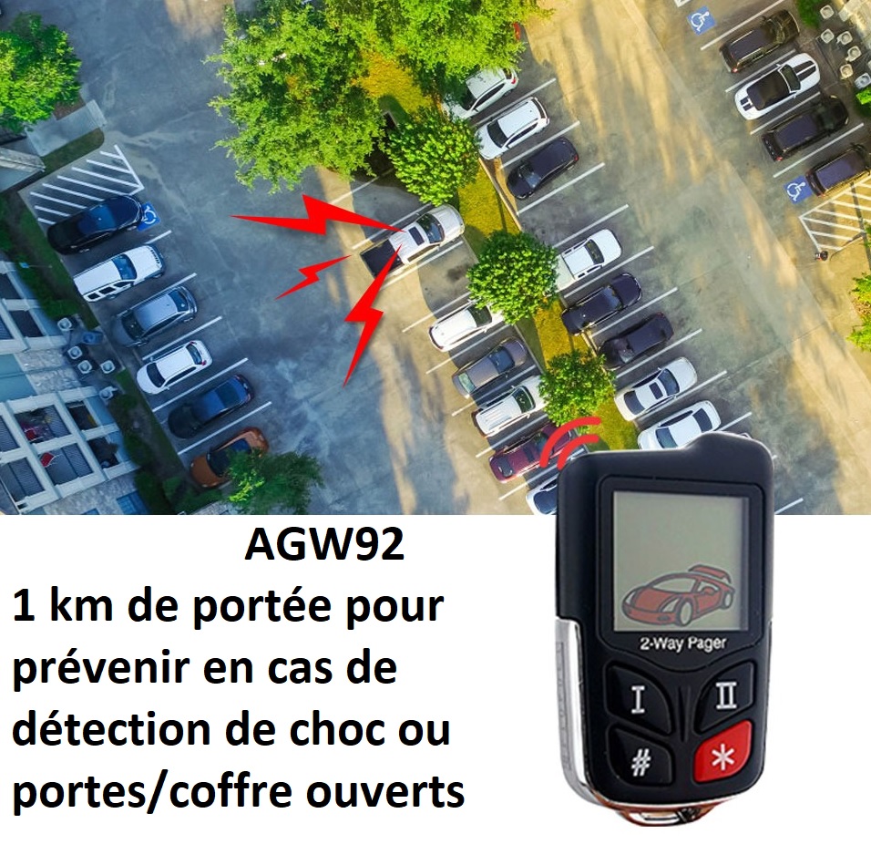 Alarme auto universelle AGW92 beeper 1 km de porte SANS FIL DIY avec sirne