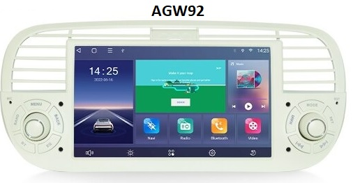 Autoradio AGW92 GPS WIFI Bluetooth USB SD blanc beige pour FIAT 500 et ABARTH (processeur 2GHZ) avec caméra offerte