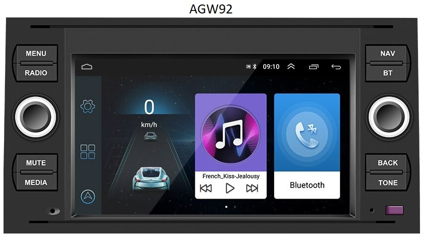 Autoradio AGW92 GPS WIFI Bluetooth USB SD noir pour FORD Kuga Focus C-Max Fiesta Fusion Galaxy Transit (processeur 2GHZ)