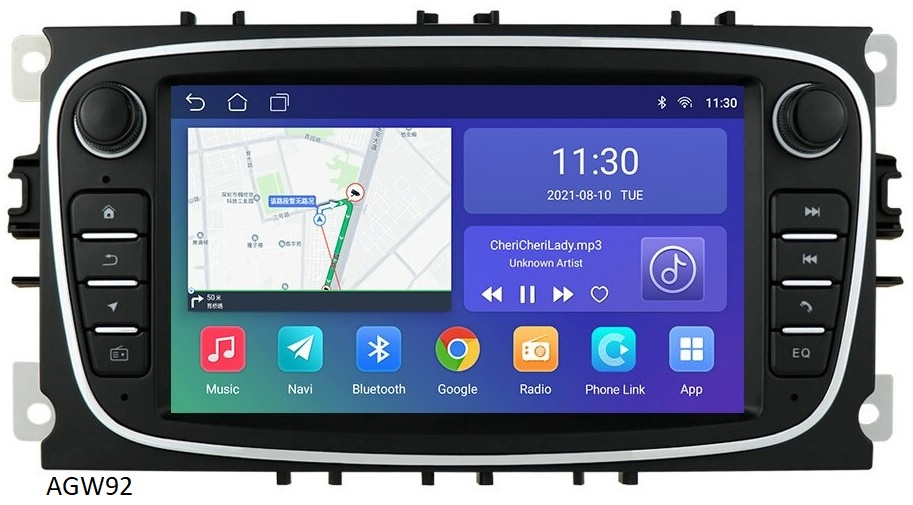 Autoradio AGW92 GPS WIFI Bluetooth USB SD pour FORD Mondeo S-Max Focus C-Max Galaxy (processeur 2GHZ)
