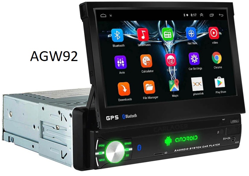 Autoradio AGW92 GPS WIFI Bluetooth USB SD 1DIN simple emplacement universel (processeur 2GHZ)