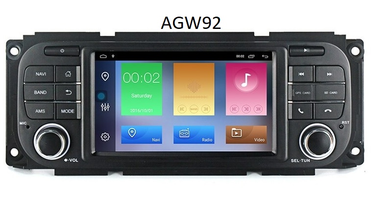 Autoradio AGW92 GPS WIFI Bluetooth USB SD pour CHRYSLER Grand Voyager PT Cruiser Sebring Stratus & DODGE Durango Ram & JEEP Grand Cherokee Wrangler (processeur 2GHZ)