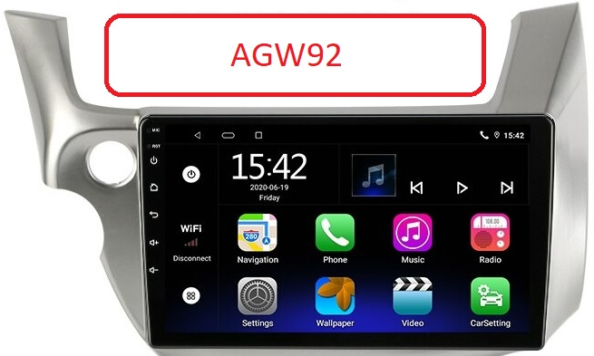 Autoradio AGW92 GPS WIFI Bluetooth USB SD 10 pouces pour HONDA JAZZ (processeur 2GHZ)