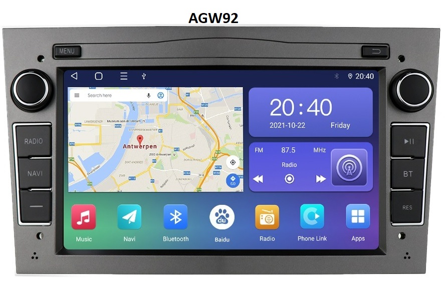 Autoradio AGW92 GPS WIFI Bluetooth USB SD pour OPEL Astra Vectra Zafira Corsa Vivaro Meriva Signum (gris foncé processeur 2GHZ)
