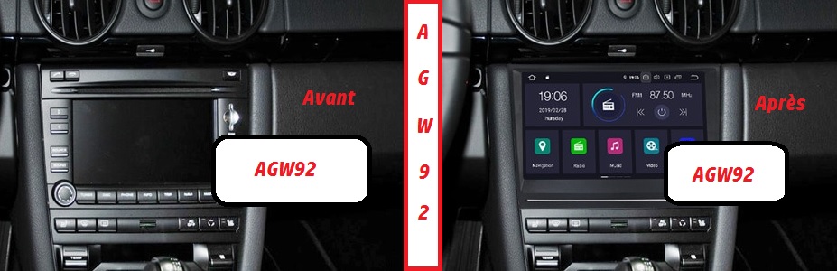 Autoradio AGW92 GPS WIFI Bluetooth USB SD pour PORSCHE 911 997 Boxster et Cayman (processeur 2GHZ)