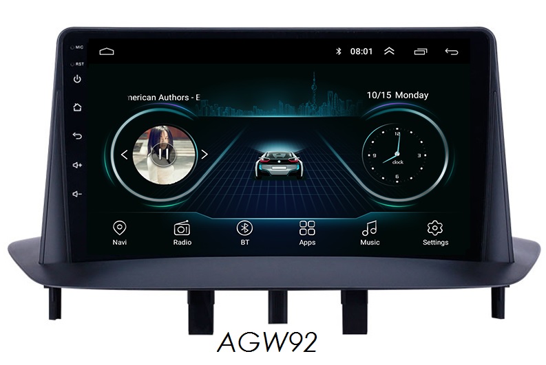 Autoradio AGW92 GPS WIFI Bluetooth USB SD pour RENAULT Megane 3 et Fluence (processeur 2GHZ)