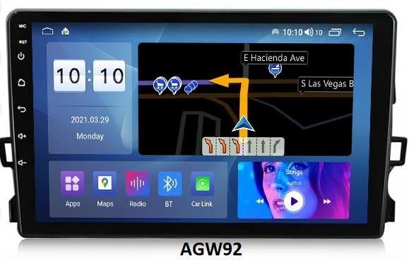 Autoradio AGW92 GPS WIFI Bluetooth USB SD 9 pouces pour TOYOTA Auris (processeur 2GHZ)