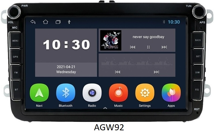 Autoradio AGW92 GPS WIFI Bluetooth USB SD 8 pouces pour VOLKSWAGEN Scirocco Golf 5 6 Polo Passat B6 CC Jetta Tiguan Touran Sharan Eos Caddy (processeur 2GHZ)
