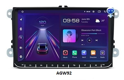Autoradio AGW92 GPS WIFI Bluetooth USB SD 9 pouces pour VOLKSWAGEN Scirocco Golf 5 6 Polo Passat B6 CC Jetta Tiguan Touran Sharan Eos Caddy (processeur 2GHZ)