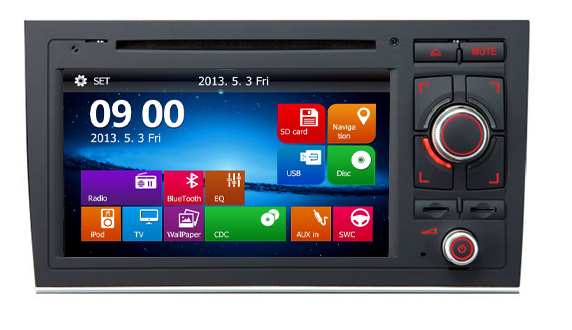 Autoradio 7 pouces HD GPS DIVX DVD PIP MP3 USB micro SD RDS Bluetooth IPOD avec CAN BUS pour Audi A4 (processeur 1GHZ)