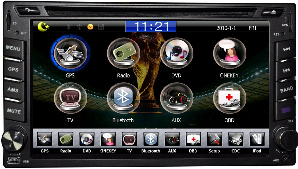 Autoradio AGW92 DVD CD Bluetooth USB SD 2DIN double emplacement universel (processeur 1GHZ)