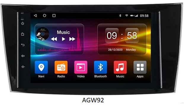 Autoradio AGW92 GPS WIFI Bluetooth USB SD 8 pouces pour MERCEDES Classe E G et CLS (processeur 2GHZ)