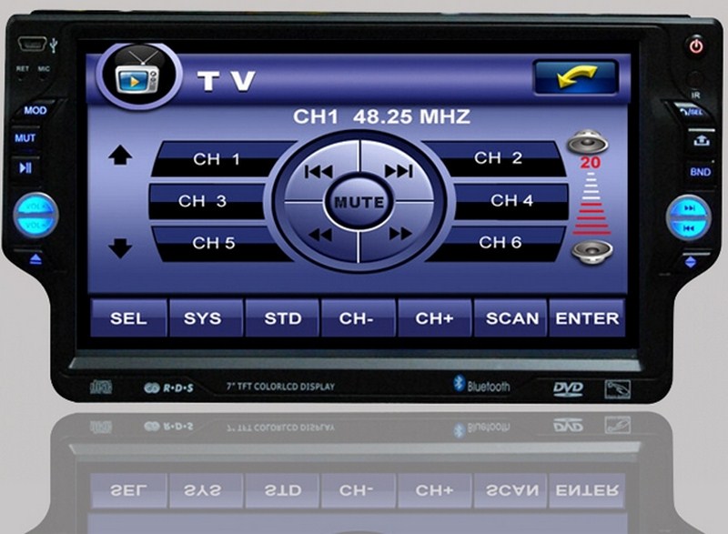 Autoradio DIVX DVD MP3 USB SD TV RDS Bluetooth IPOD écran 7 pouces