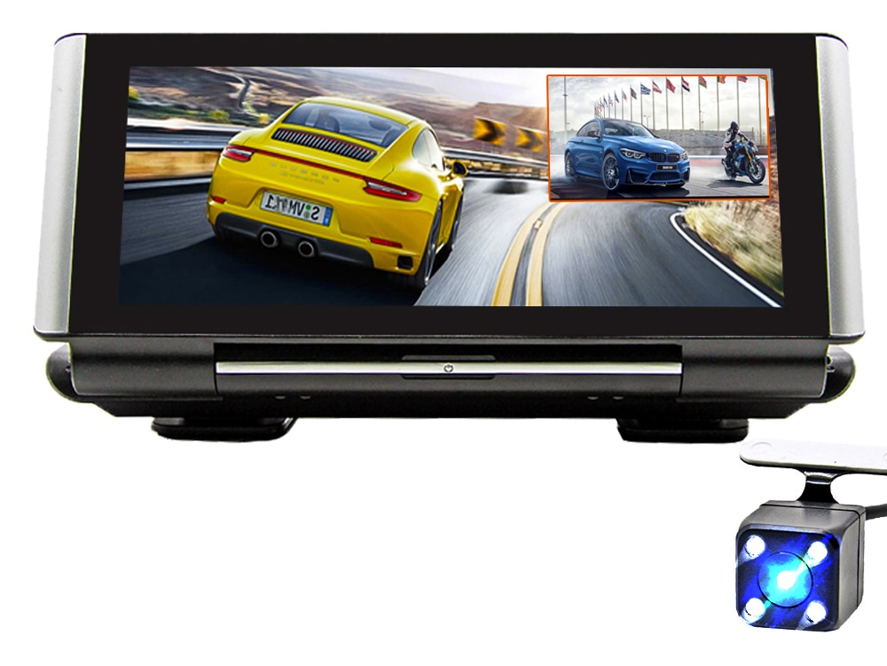 Ecran additionnel TFT LCD 18 cm 7 pouces GPS Bluetooth 32Go DVR WIFI 4G ANDROID avec 2 caméras