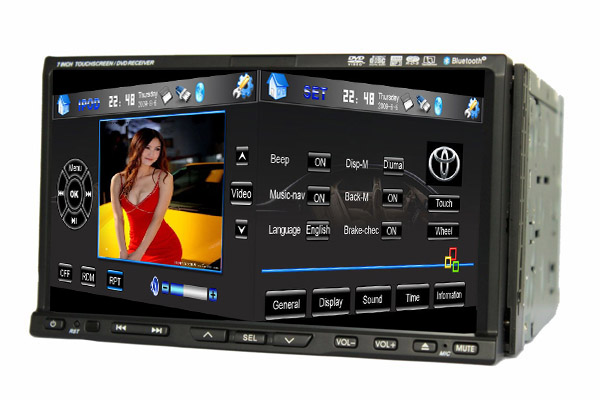 Autoradio DIVX DVD MP3 USB SD IPOD RDS Bluetooth écran 7 pouces HD motorisé