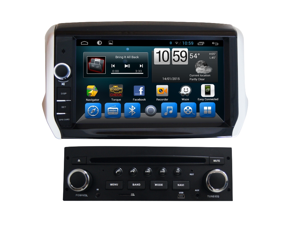 Autoradio AGW92 GPS WIFI DVD CD Bluetooth USB SD pour PEUGEOT 208 (processeur 2GHZ)