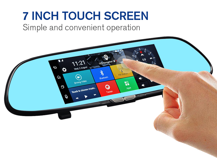Ecran rétroviseur TFT LCD 18 cm 7 pouces GPS Bluetooth WIFI 3G processeur 1.3GHZ menu ANDROID