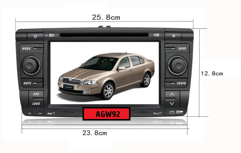 Autoradio AGW92 GPS DVD CD Bluetooth USB SD pour SKODA Octavia 2 Fabia Yeti (processeur 1GHZ)