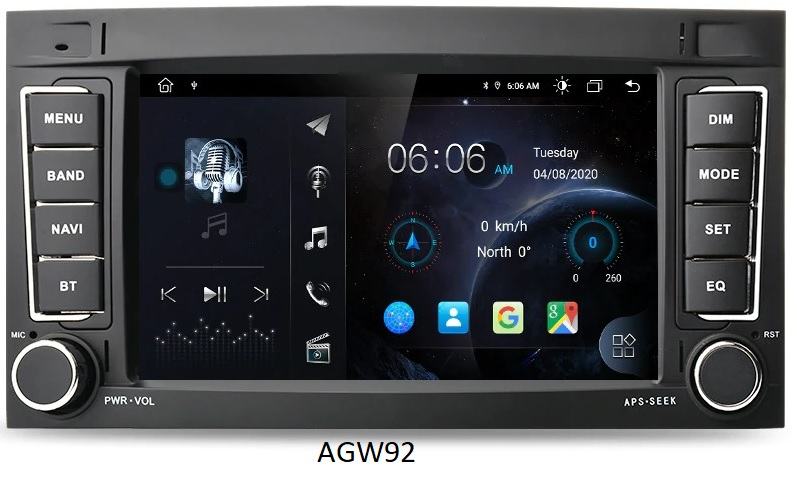 Autoradio AGW92 GPS WIFI Bluetooth USB SD pour VOLKSWAGEN Touareg Multivan Transporter T5 (processeur 2GHZ)